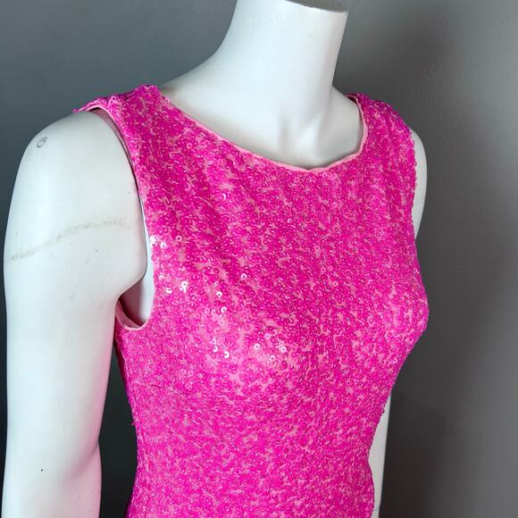 Faeriesty Mermaid dress Gown Size L Hot Pink sequins fairy Legally Blonde Prom - Picture 8 of 12